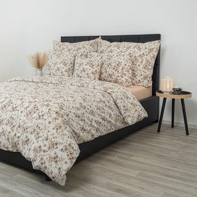 Kvalitex Pościel krepa Kvítí beżowa, 140 x 220 cm,70 x 90 cm, 140 x 220 cm, 70 x 90 cm