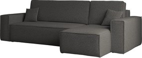 Narożnik z funkcją spania i pojemnikiem, Sofa w kształcie L, BEST L, tkanina Abriamo, Grafitowy, Prawy