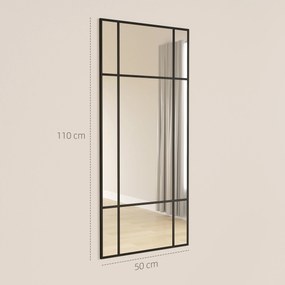 HOMCOM Lustro ścienne, dekoracyjne lustro z metalową ramą, czarne paski, wielowarstwowe szkło, 50B x 2T x 110H cm | Aosom PL