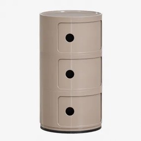 Okrągła Szafka Nocna Ø30 Cm Z Półkami Babel Moka Brown & 3 Szuflady - Sklum