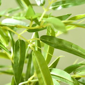 HOMCOM Sztuczna Roślina, Bambus, 3 Pnie, 830 Liści, Niskie Zapotrzebowanie na Pielęgnację, 180 cm, Cementowa Donica