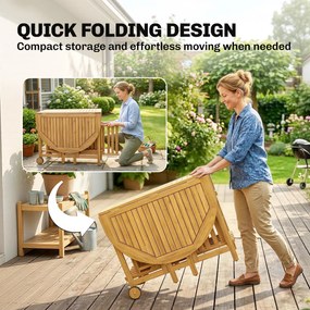 Outsunny Zestaw mebli ogrodowych FSC drewno 7-częściowy, rozkładany stół z 6 składanymi krzesłami, otwór na parasol, design lamelowy | Aosom PL