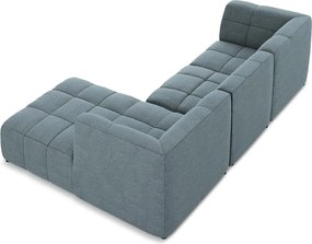 Niebieski narożnik z materiału bouclé (prawostronny/z szezlongiem) Aloha – Makamii