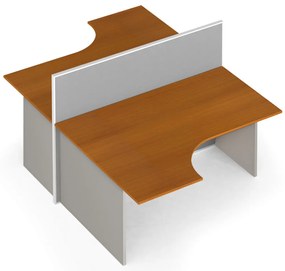 Zestaw parawanów biurowych ze stołem ergonomicznym PRIMO, tekstylny, 2 miejsca, czereśnia
