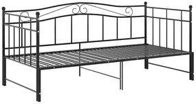 Czarne metalowe łóżko rozkładane 90x200 cm - Delkis