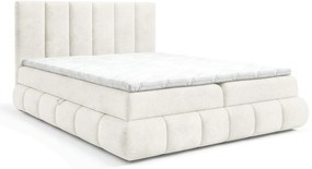 Kremowe tapicerowane łóżko kontynentalne 5 rozmiarów A4-M39