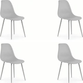 Zestaw 4 sztuk plastikowych krzeseł OSAKA, jasnoszary