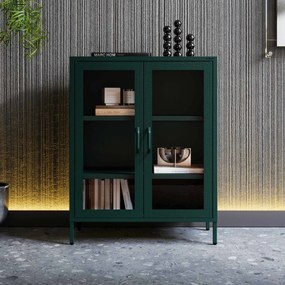 Witryna przeszklona niska butelkowa zieleń: Modern GINA, 800 x 1015 x 400 mm