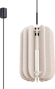 Lampa wisząca nowoczesny Mula, filc/stal - 1 źródło - L.27 x H.165 cm - beżowy/czarny