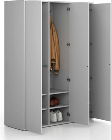 Szafka FRAME, 3 przedziały, 1299 x 450 x 1735 mm, PUSH-lock, szary