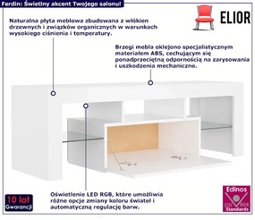Biała szafka RTV z oświetleniem LED - Artbo