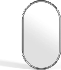 Lustro ścienne owalne  aluminiowe - dł. 40 x wys. 70 cm - Chromowane - REFLEYA