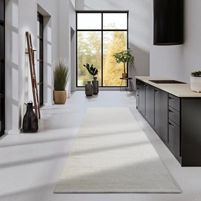 Kremowy chodnik z mieszanki wełny tkany ręcznie 80x200 cm Pradesh Natural White – Elle Decoration