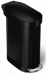 Simplehuman Owalny kosz pedałowy z ramą ze stalinierdzewnej Slim 45 l, czarny