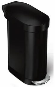 Simplehuman Owalny kosz pedałowy z ramą ze stalinierdzewnej Slim 45 l, czarny