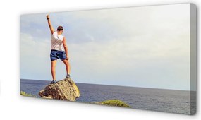Obraz drukowany na płótnie Człowiek nad Morzem