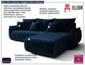 Błękitna Nowoczesna Kanapa Z Szezlongiem H6-D61