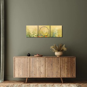 Obraz - Malowana łąka (z zegarem) (90x30 cm)
