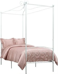 Białe metalowe łóżko z baldachimem 100x200 cm K9-K89