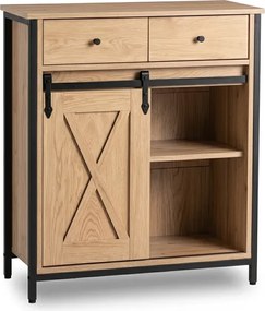 Komoda z Szufladami COLE 70 cm Dąb/Czarny Loftowa