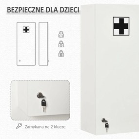 Szafka ścienna Kleankin z regulowanymi półkami, biała płyta wiórowa E1, zamykana na klucz, 30x20x70 cm | Aosom PL