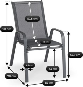Zestaw Mebli Ogrodowych LIBERTY Szary 6 Krzeseł Stół Tarasowy Nowoczesny