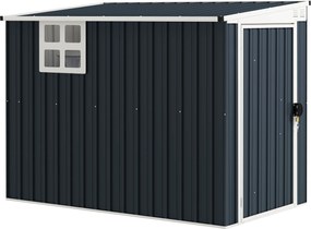 Outsunny Domek ogrodowy na narzędzia, z oknem, otworami wentylacyjnymi, zamykany, ze stali, Ciemnoszary
