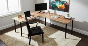 Narożne duże biurko dla dwóch osób dąb złoty craft P8-M91