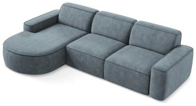 Szaroniebieski narożnik z tkaniny szenilowej (lewostronny/z szezlongiem) Omao – Makamii