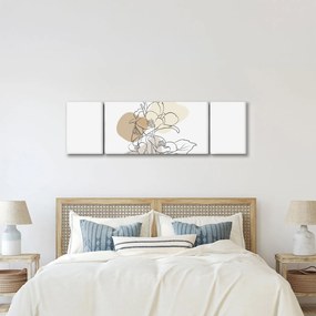 Obraz - Beżowe kwiaty z motylem N⁰1 (170x50 cm)