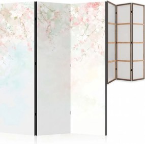 Parawan pokojowy 3-częściowy 135x172 Jednostronny dekoracyjny japandi romantyczny Biały Deszcz Kwitnącej Wiśni