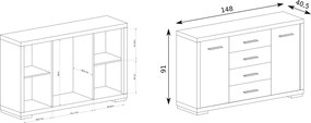 Komoda SALERNO 148 cm do Salonu Sypialni Dąb