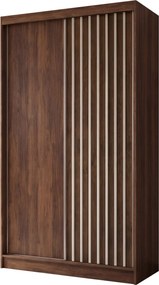 Szafa LAMELLO - Orzech / Lamele Białe / Bez lustra / 2 szuflady / 120 cm