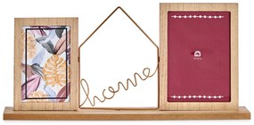 Drewniana ramka na 2 zdjęcia z ozdobnym napisem HOME, 46 x 6 x 21,5 cm