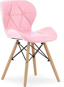 Krzesło Valora WAKO Eco-Leather Pink z nogami z buku x1