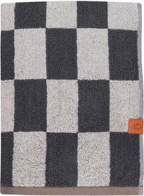 Antracytowo-beżowy ręcznik kąpielowy z bawełny organicznej frotte 70x133 cm Retro – Mette Ditmer Denmark