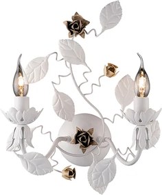 Piękna, dwupunktowa lampa ścienna z żelaza lakierowanego na biało w stylu shabby chic, .37 P.21 BL196-AP2-BCO