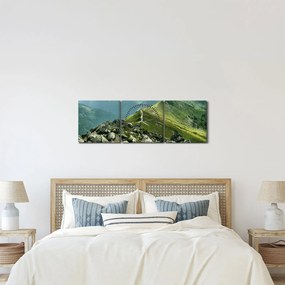 Obraz - Krajobraz górski (z zegarem) (90x30 cm)