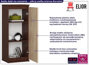 Zamykana szafka ścienna z półkami wenge+dąb sonoma Verdona