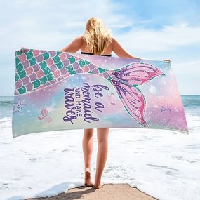 Szybkoschnący ręcznik plażowy BE A MERMAID 70 x 150 cm kolorowy, 100% mikrofibra
