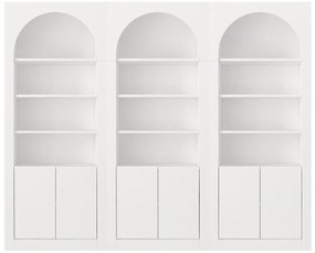 Zestaw 3 regałów z 4 przegródkami, 2-drzwiowych - Biały - CYMORA