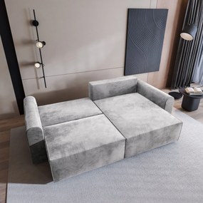 Masseno Narożnik FIANO z funkcją spania i pojemnikiem na pościel Narozniki L, Rozkładana sofa - Jasnoszary, MONOLITH 84