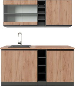 Pojedyncza kuchnia złoty dąb power/antracyt 160x60x81.6 r-line