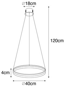 Designerska lampa wisząca złota 40cm LED 3-stopniowe ściemnianie - AnelloDesignerski Oswietlenie wewnetrzne