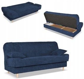 Kanapa sofa Belito rozkładana pojemnik f spania BONELL granatowa sztruks