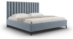 Jasnoniebieskie tapicerowane łóżko dwuosobowe ze schowkiem i stelażem 160x200 cm Casey – Mazzini Beds