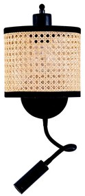 Zambelis 20355 - Lampa ścienna LED 1xE27/40W + LED/3W/230V rattan