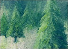 Obraz - Malowane drzewa iglaste (70x50 cm)