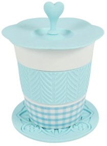 Porcelanowy kubek AQUELLE z silikonowymi dodatkami 280 ml, niebieski