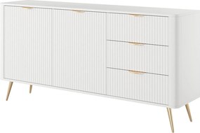 Komoda: 3 szuflady, 2 drzwi, biała, 163,2 x 38 x 81,2 cm